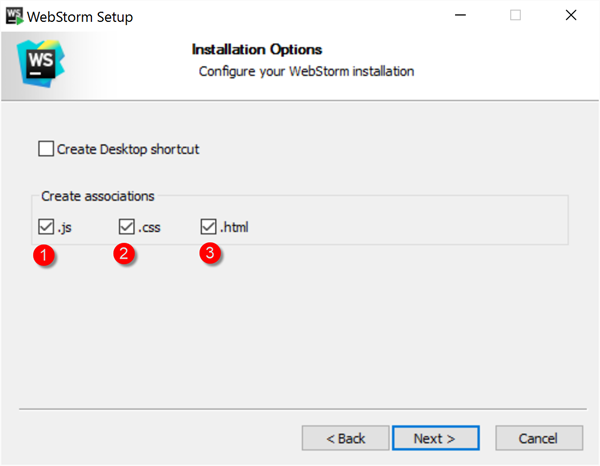 WebStorm -Installation Options